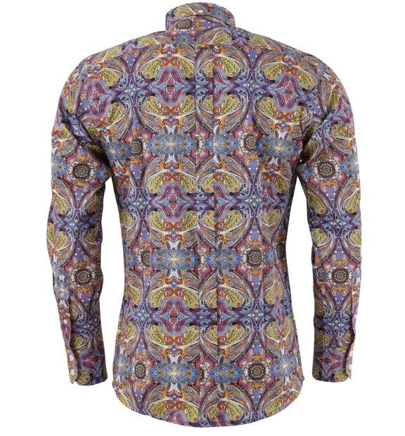 Relco Platinum Collection Satin Finish Paisley Long Sleeve Shirt Multi