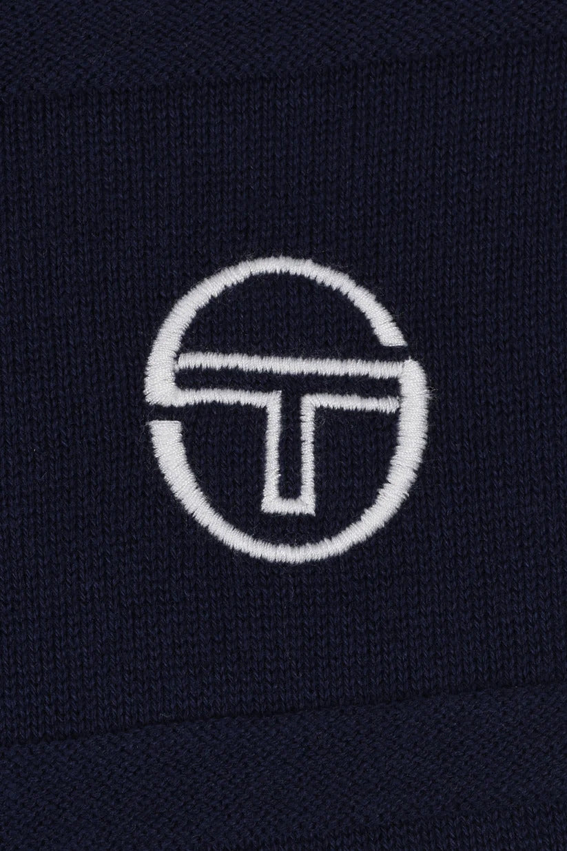 Sergio Tacchini Lorenzo Square Knit 1/4 Zip Polo Navy