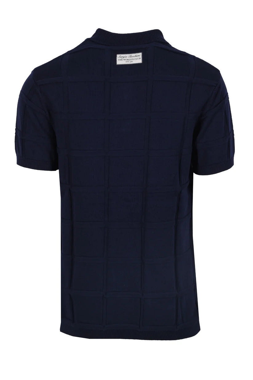 Sergio Tacchini Lorenzo Square Knit 1/4 Zip Polo Navy