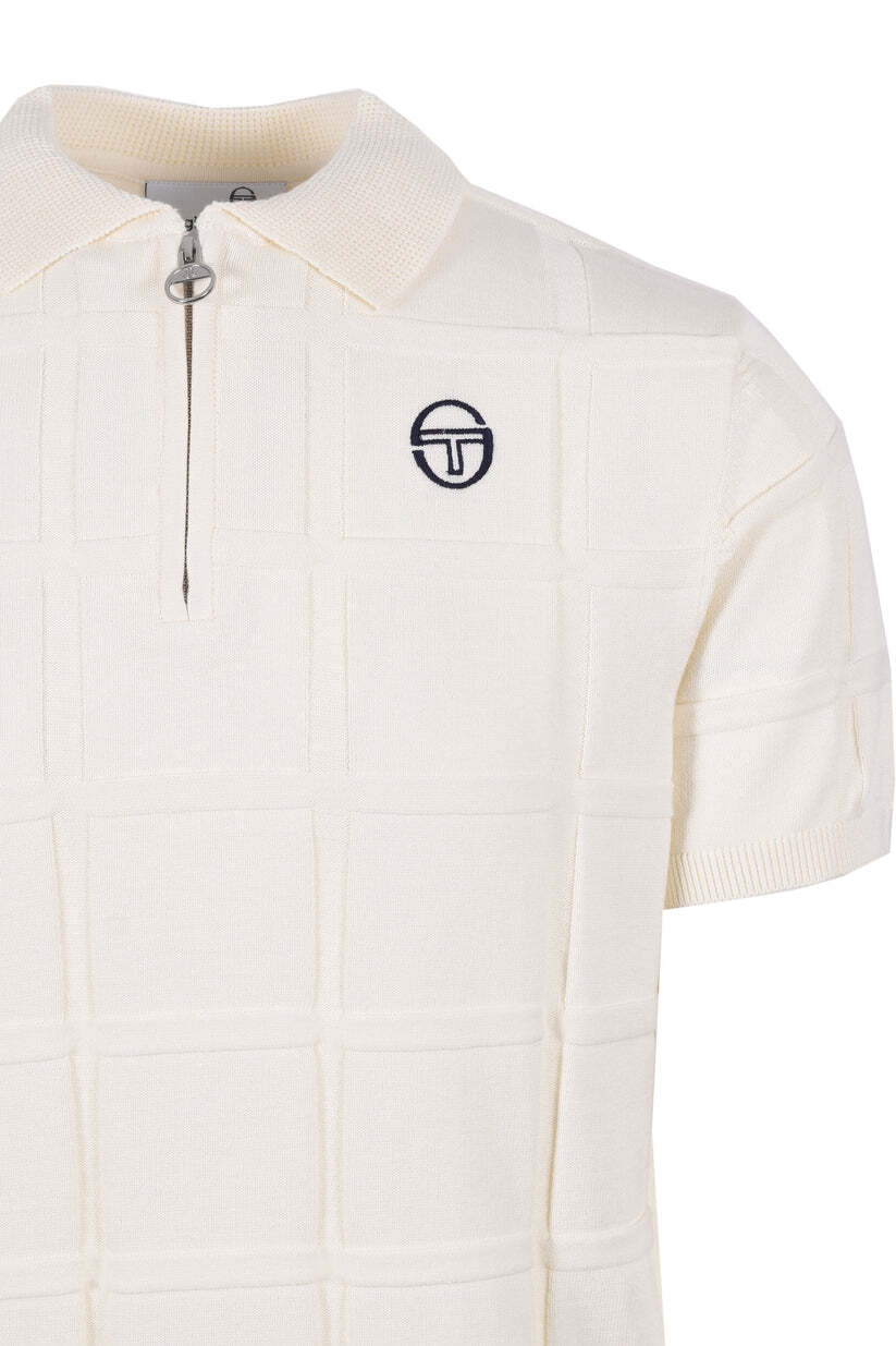 Sergio Tacchini Lorenzo Square Knit 1/4 Zip Polo Ecru