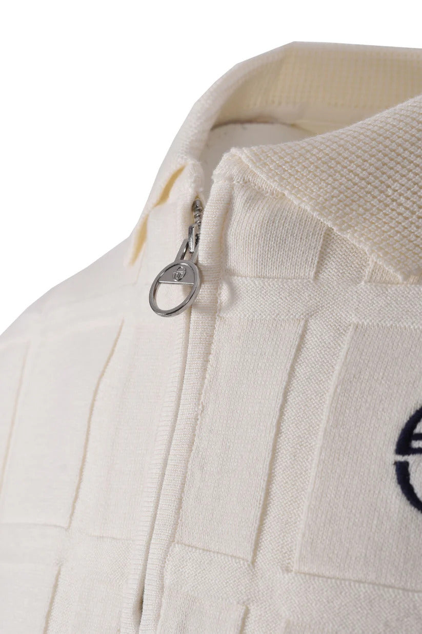 Sergio Tacchini Lorenzo Square Knit 1/4 Zip Polo Ecru