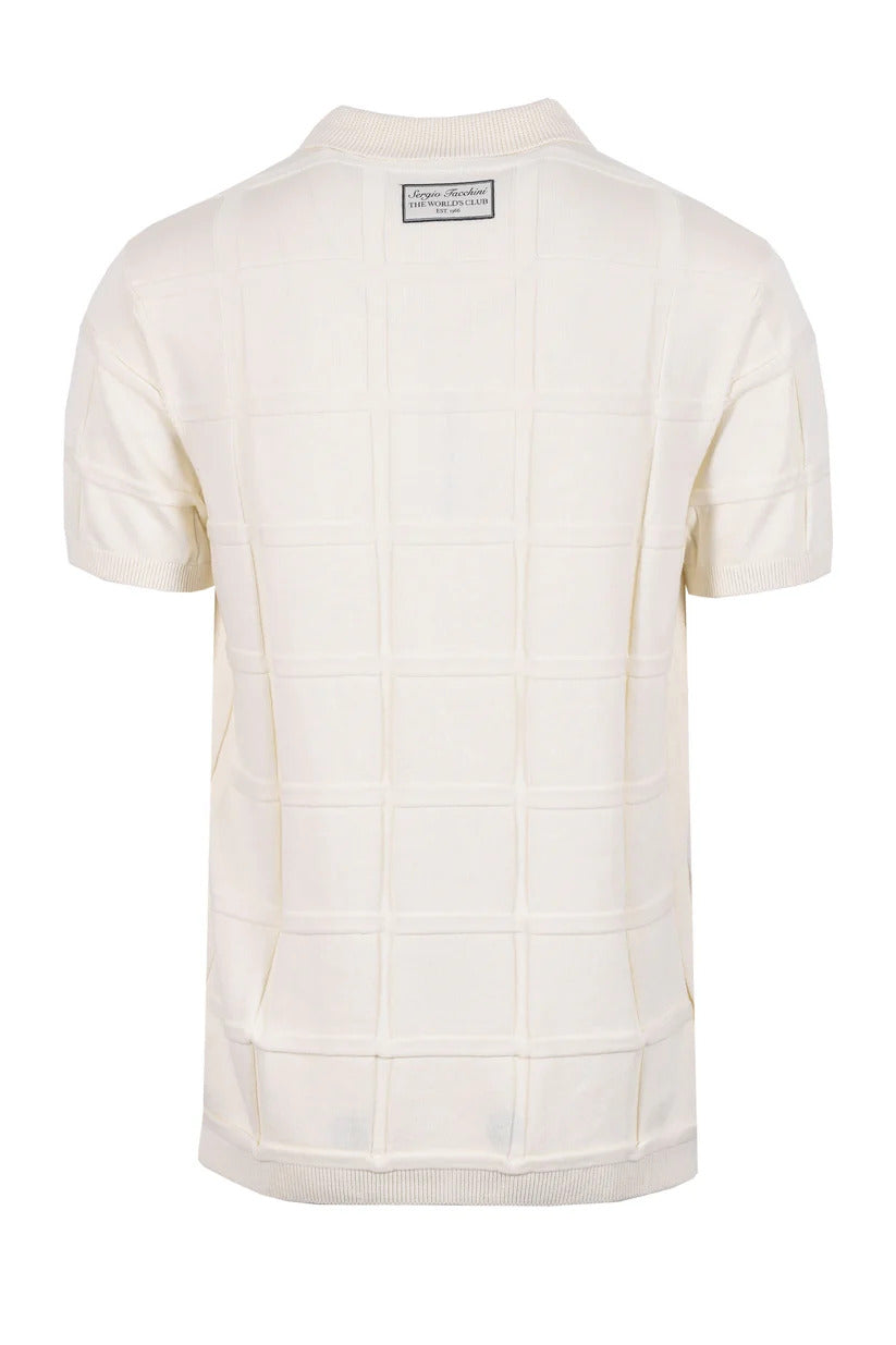 Sergio Tacchini Lorenzo Square Knit 1/4 Zip Polo Ecru