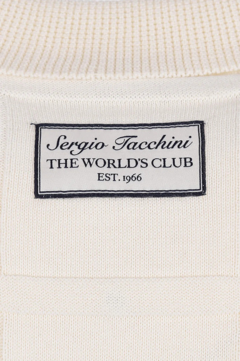 Sergio Tacchini Lorenzo Square Knit 1/4 Zip Polo Ecru