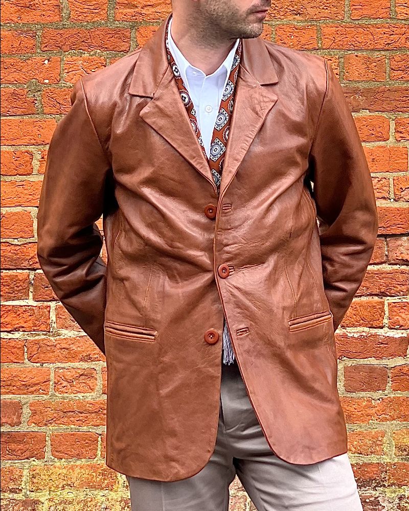 Adaptor Clothing Buttersoft Leather 3 Button SB Jacket Aged Tan