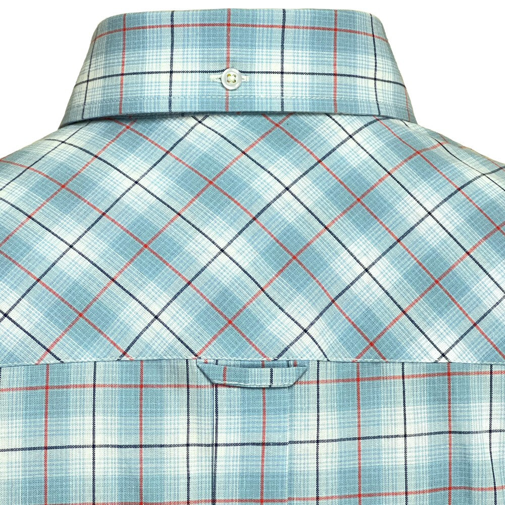PRE-ORDER: Adaptor Clothing Check Short Sleeve Button Down Shirt Seafoam