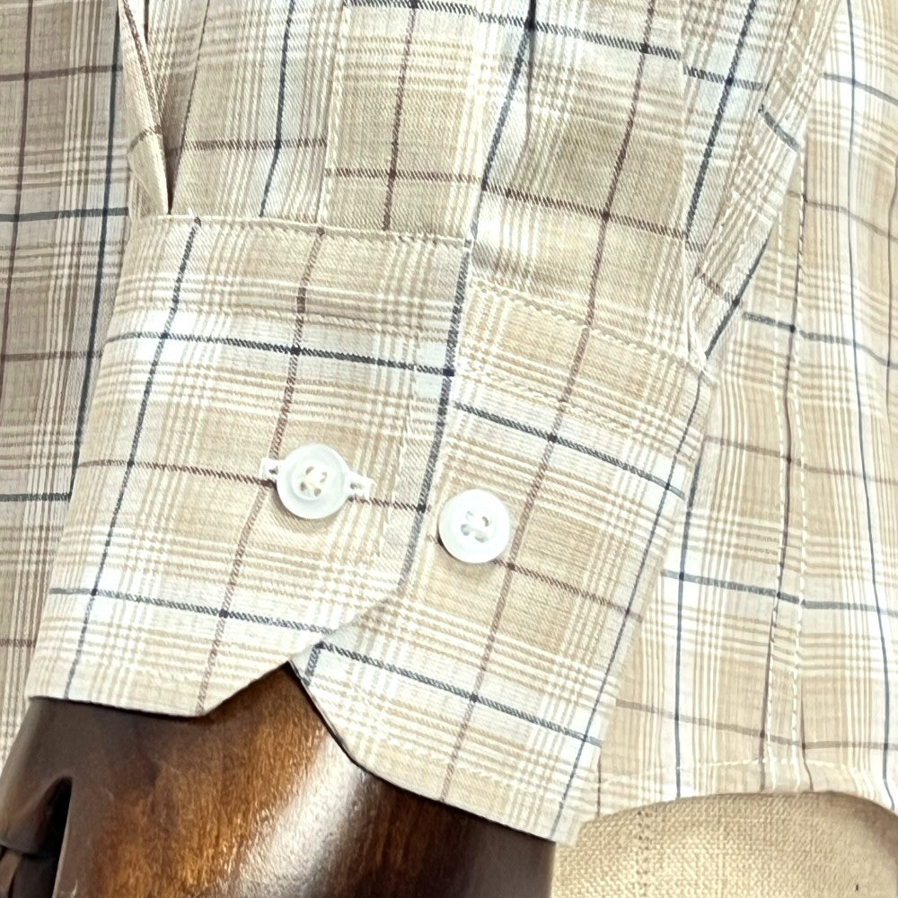 PRE-ORDER: Adaptor Clothing Check Long Sleeve Button Down Shirt Beige