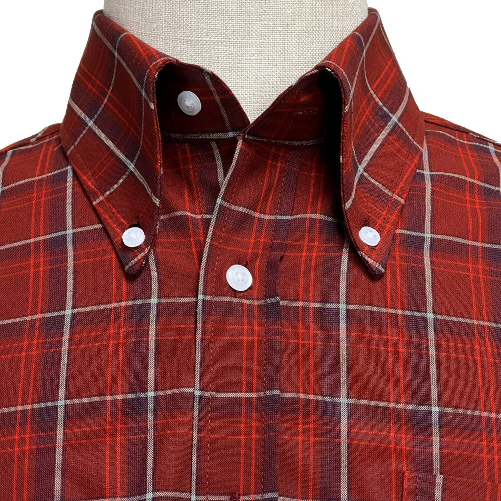 PRE-ORDER: Adaptor Clothing Check Short Sleeve Button Down Shirt Oxblood