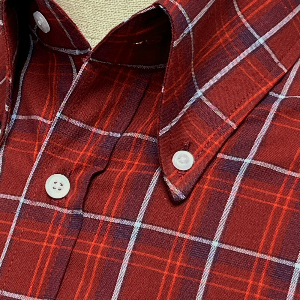 PRE-ORDER: Adaptor Clothing Check Short Sleeve Button Down Shirt Oxblood