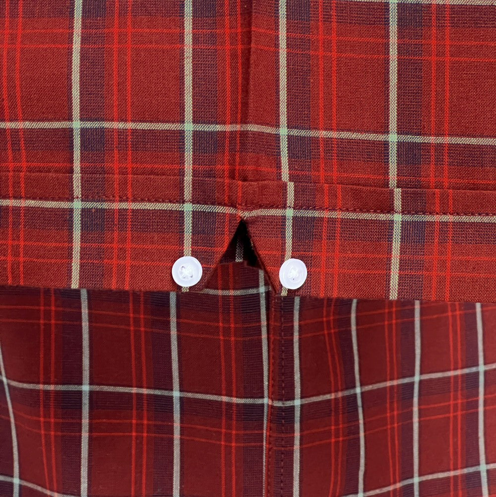 PRE-ORDER: Adaptor Clothing Check Short Sleeve Button Down Shirt Oxblood