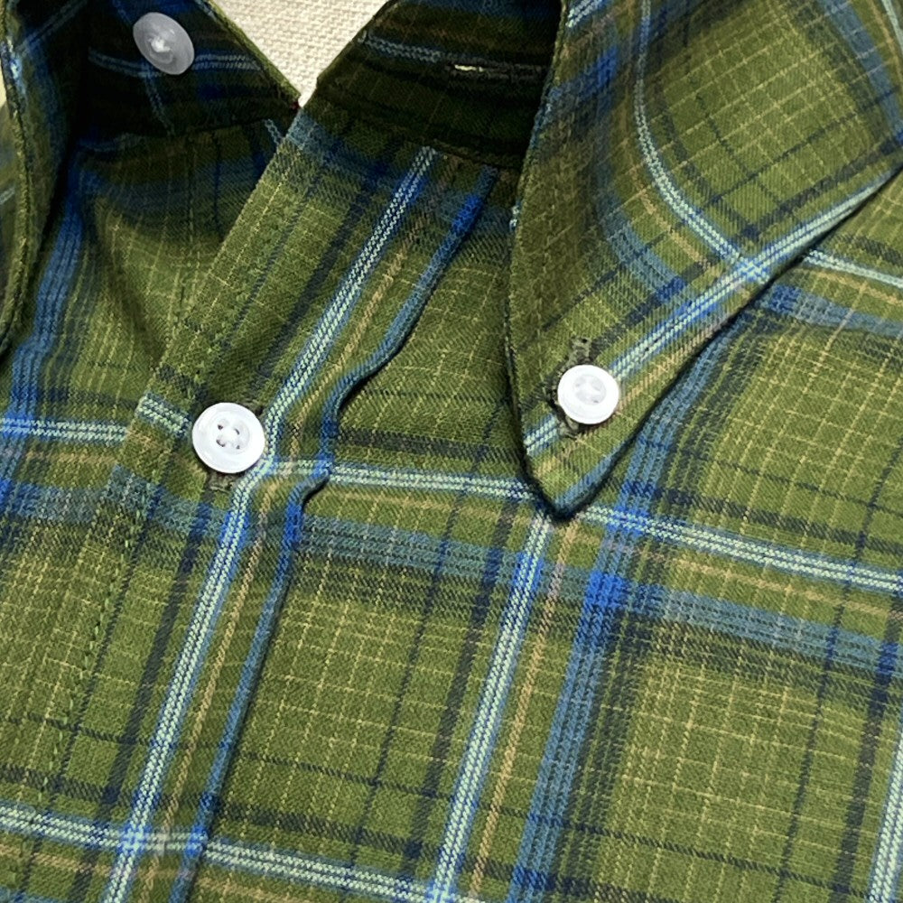 PRE-ORDER: Adaptor Clothing Check Short Sleeve Button Down Shirt Olive