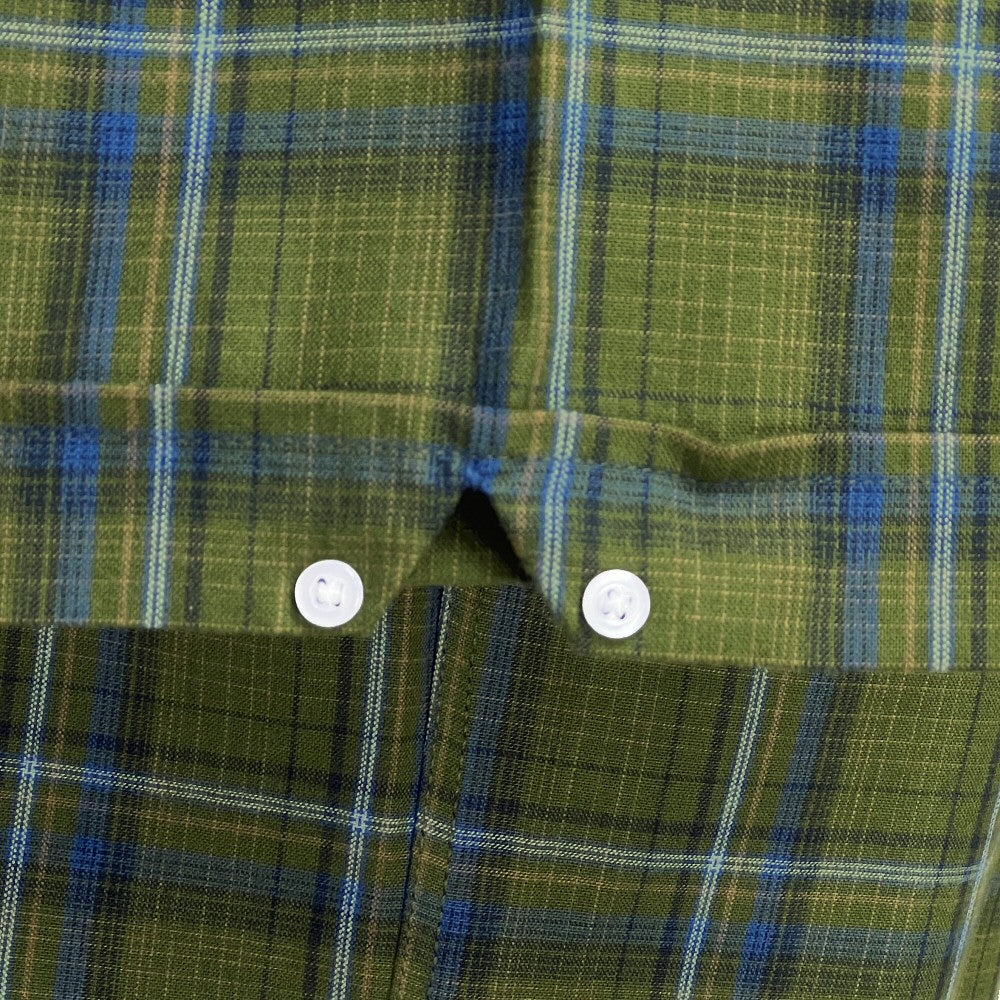 PRE-ORDER: Adaptor Clothing Check Short Sleeve Button Down Shirt Olive