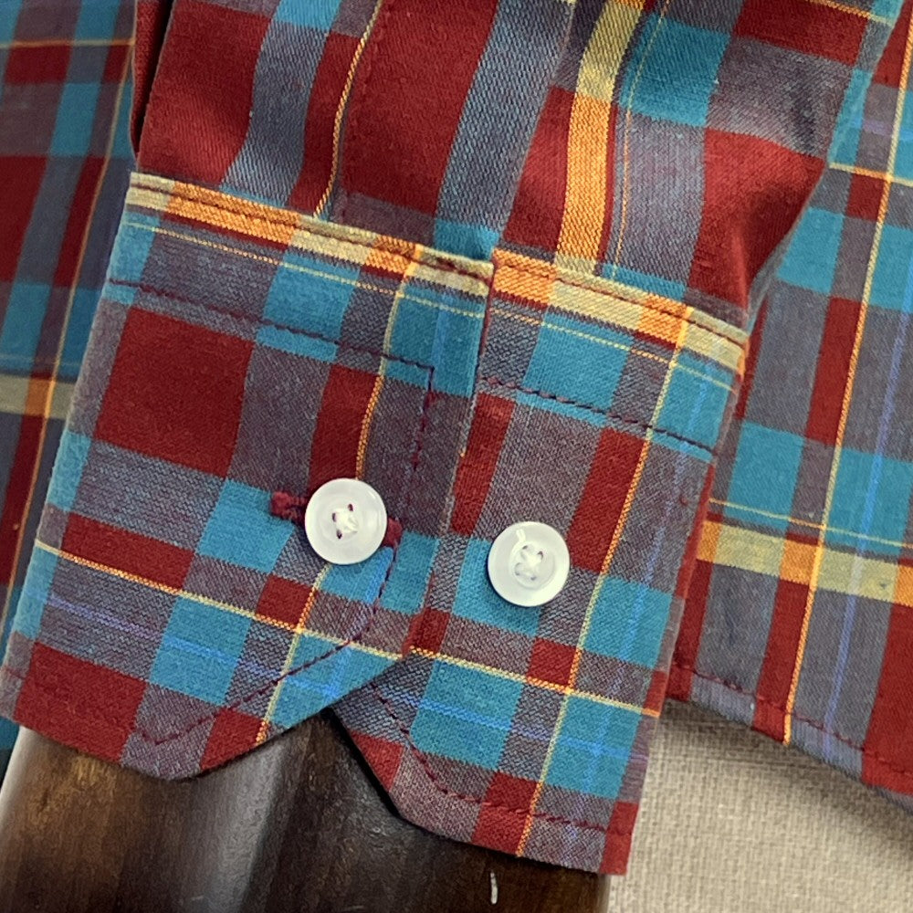 PRE-ORDER: Adaptor Clothing Check Long Sleeve Button Down Shirt Wine