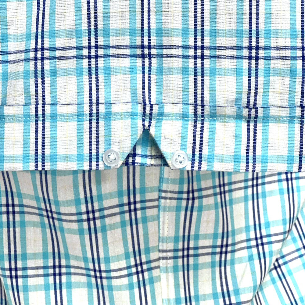 PRE-ORDER: Adaptor Clothing Check Short Sleeve Button Down Shirt Turquoise