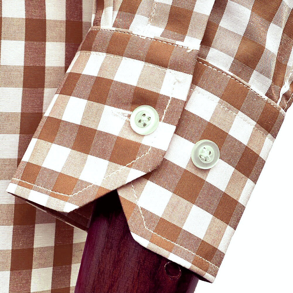 PRE-ORDER: Adaptor Clothing Gingham Long Sleeve Button Down Shirt Fawn