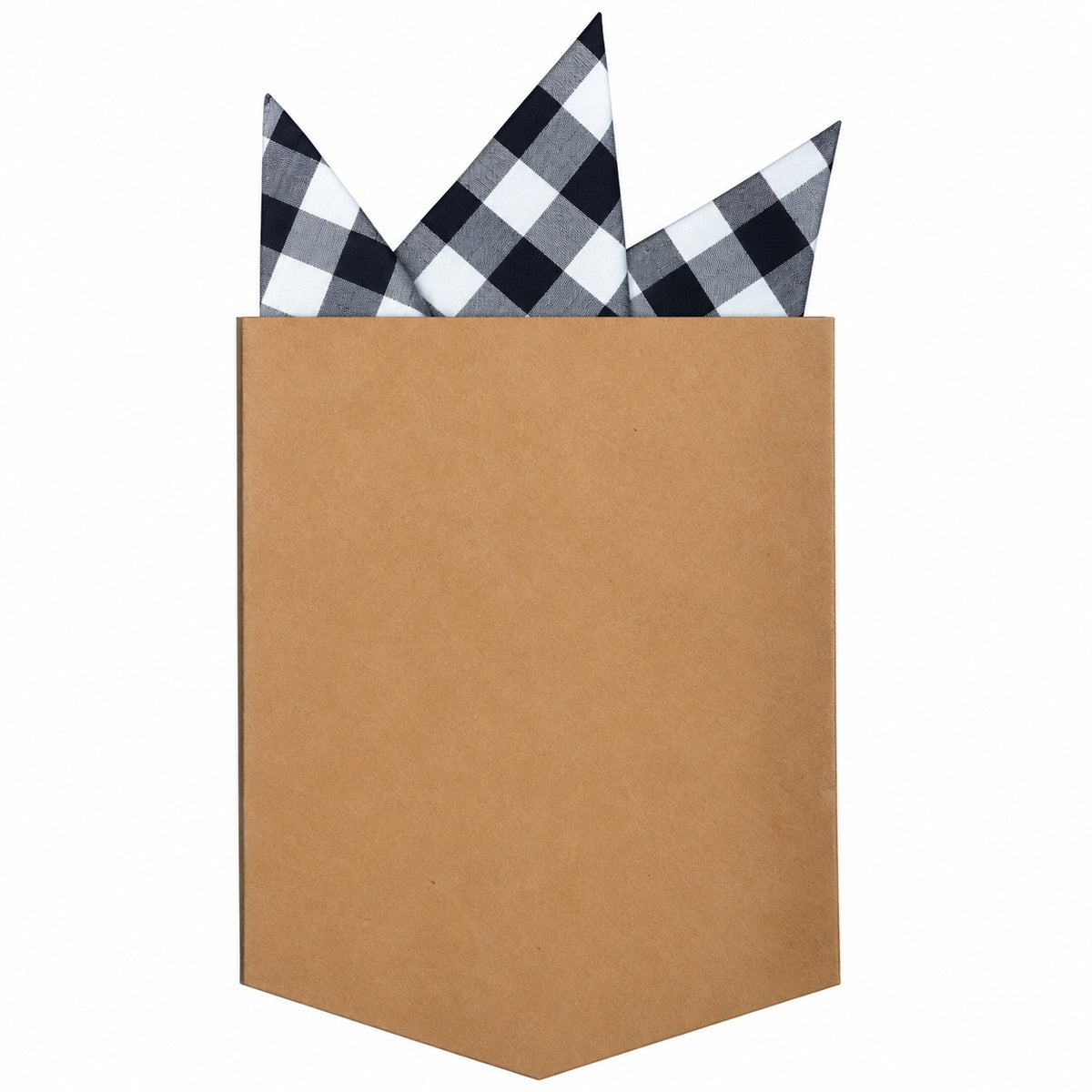 Adaptor Clothing Matching Folded Pocket Square Gingham Black