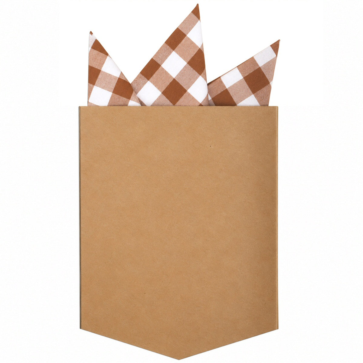 Adaptor Clothing Matching Folded Pocket Square Gingham Fawn