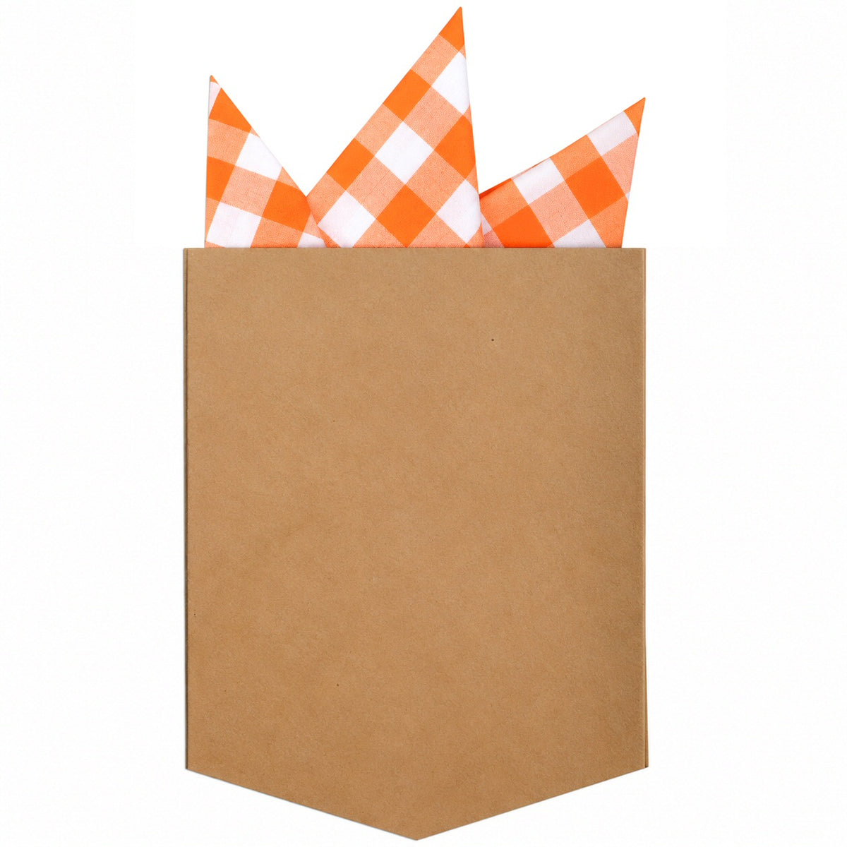 Adaptor Clothing Matching Folded Pocket Square Gingham Orange