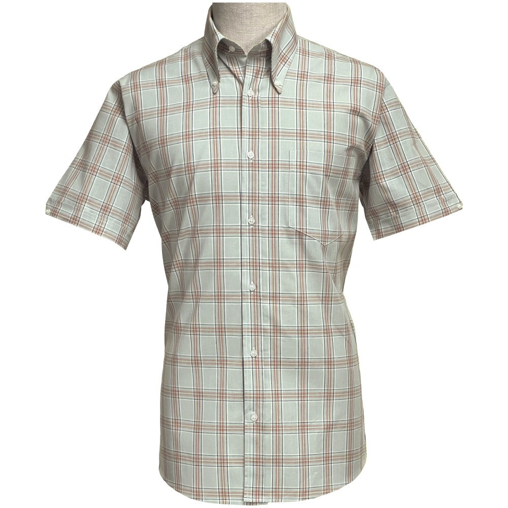 PRE-ORDER: Adaptor Clothing Check Short Sleeve Button Down Shirt Grey