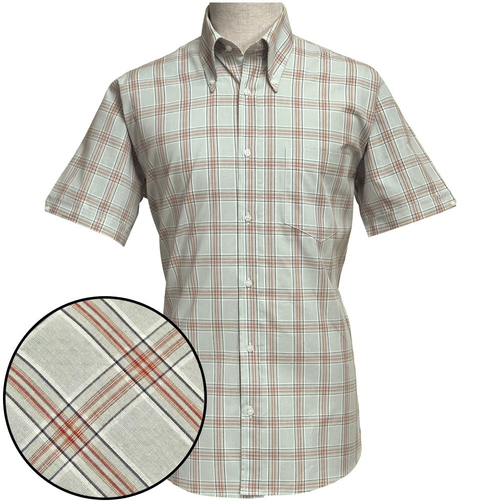 PRE-ORDER: Adaptor Clothing Check Short Sleeve Button Down Shirt Grey
