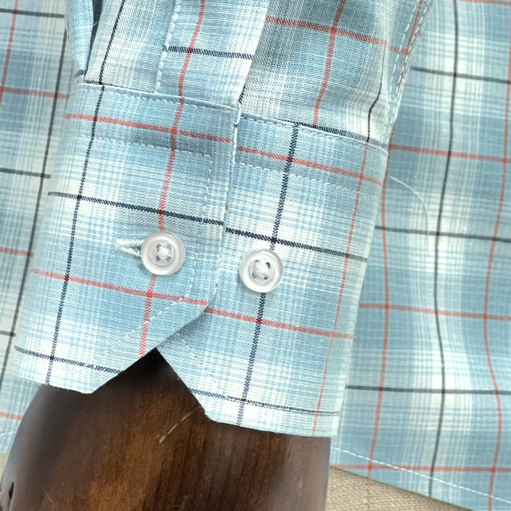 PRE-ORDER: Adaptor Clothing Check Long Sleeve Button Down Shirt Seafoam