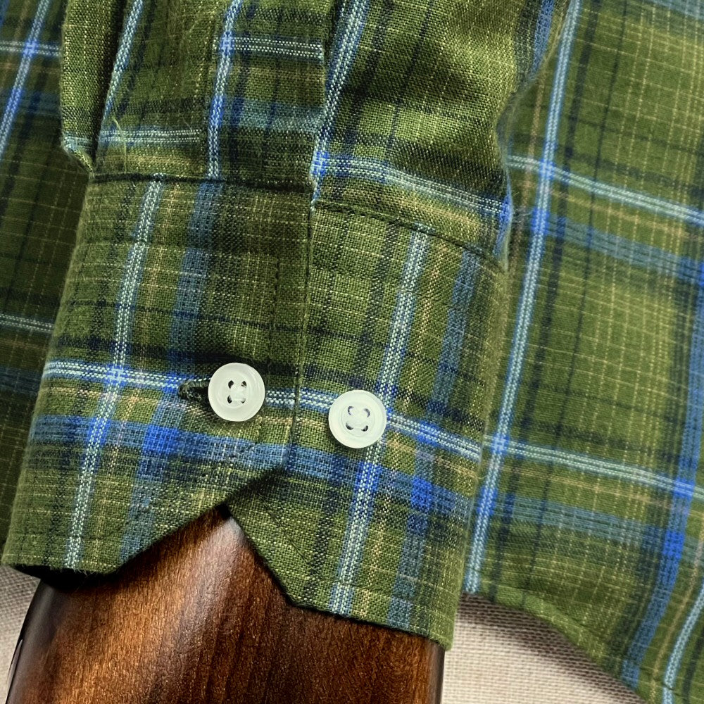 PRE-ORDER: Adaptor Clothing Check Long Sleeve Button Down Shirt Olive