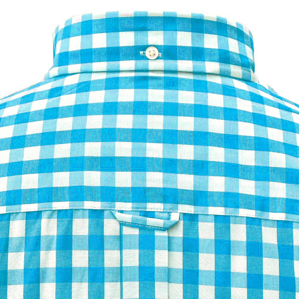 Adaptor Clothing Gingham Short Sleeve Button Down Shirt Aqua