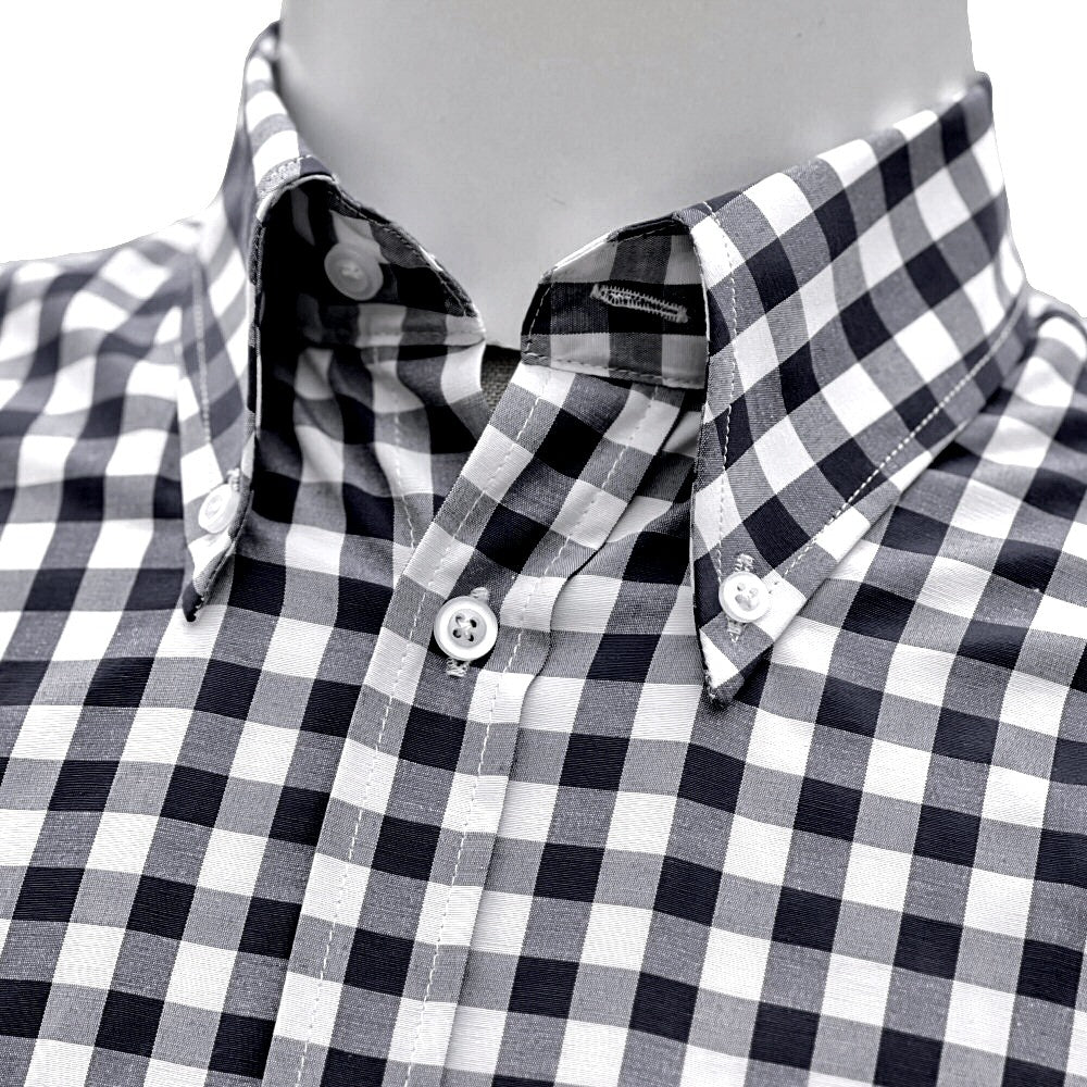 Adaptor Clothing Gingham Short Sleeve Button Down Shirt Black