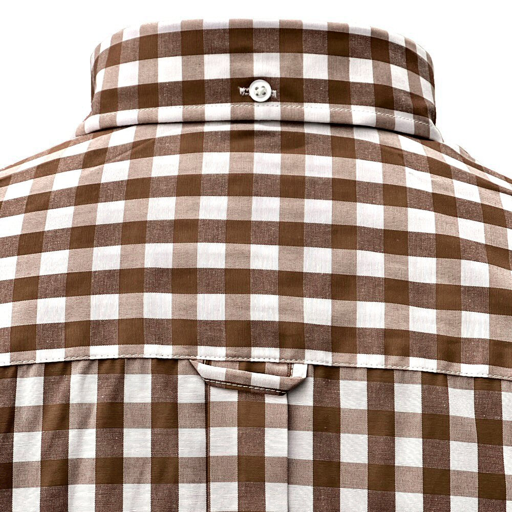 Adaptor Clothing Gingham Short Sleeve Button Down Shirt Brown