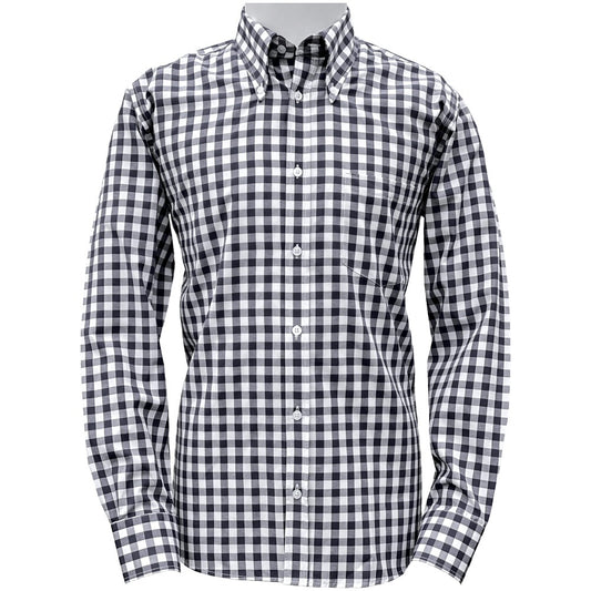 Adaptor Clothing Gingham Long Sleeve Button Down Shirt Black