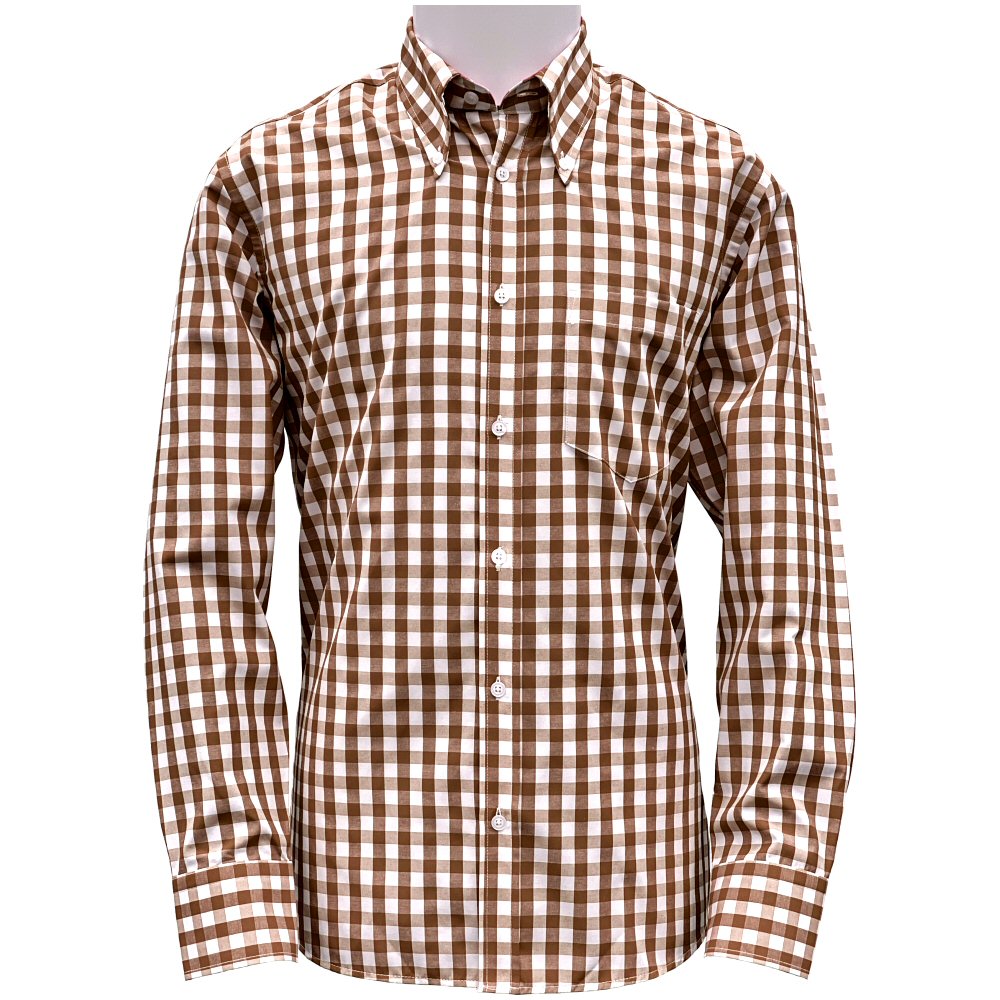 Adaptor Clothing Gingham Long Sleeve Button Down Shirt Brown Adaptor Clothing Gingham Long Sleeve Button Down Shirt Brown