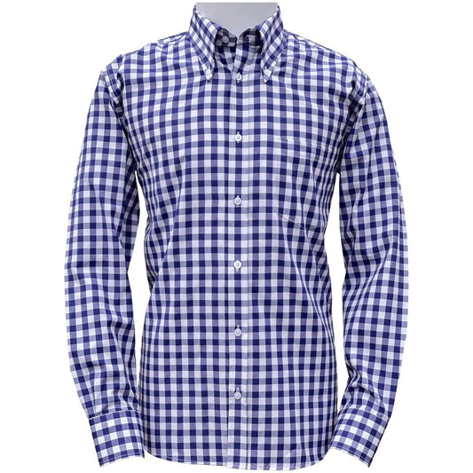 Adaptor Clothing Gingham Long Sleeve Button Down Shirt Navy