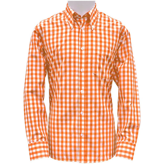 Adaptor Clothing Gingham Long Sleeve Button Down Shirt Orange