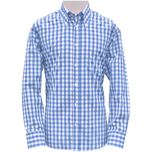 Adaptor Clothing Gingham Long Sleeve Button Down Shirt Sky