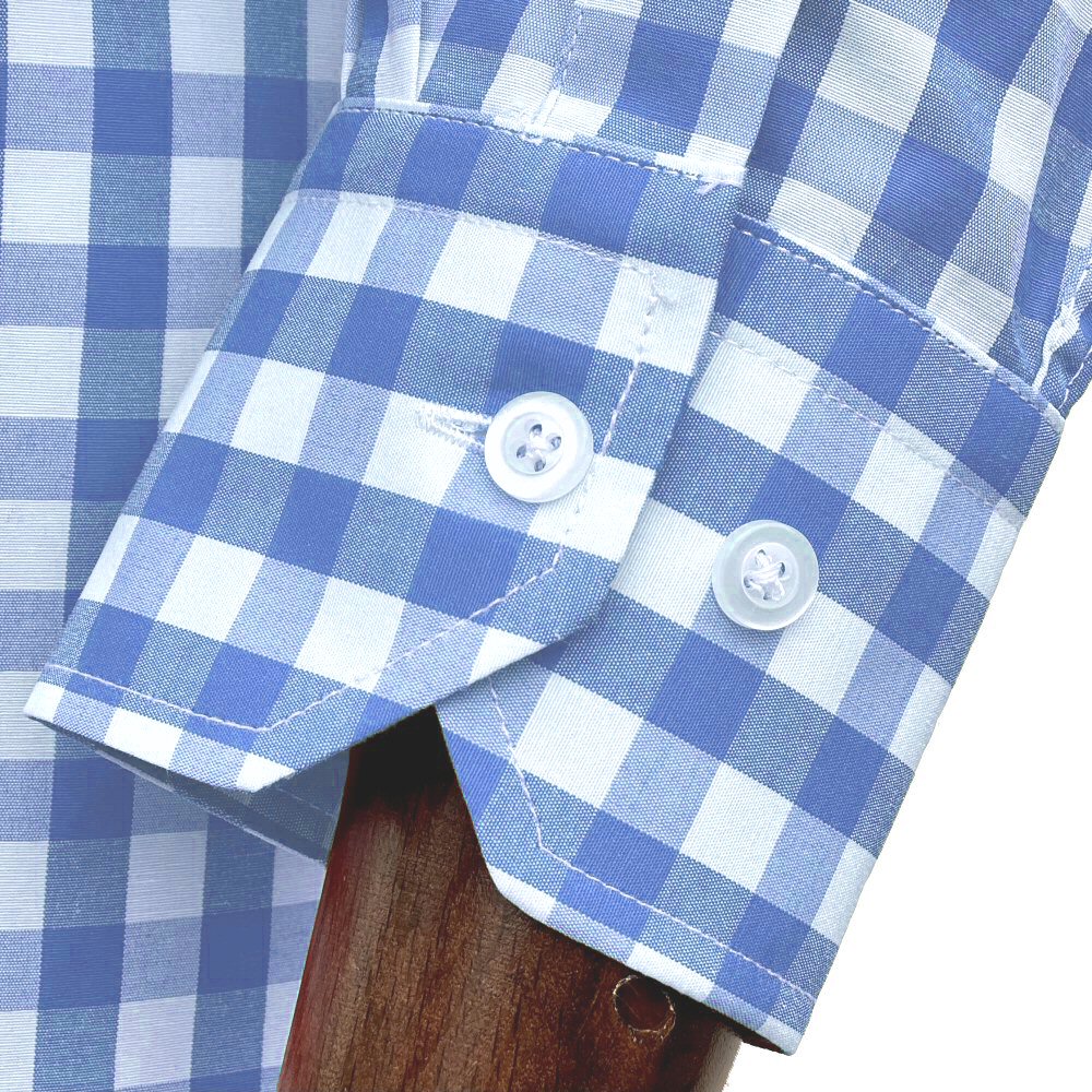 Adaptor Clothing Gingham Long Sleeve Button Down Shirt Sky