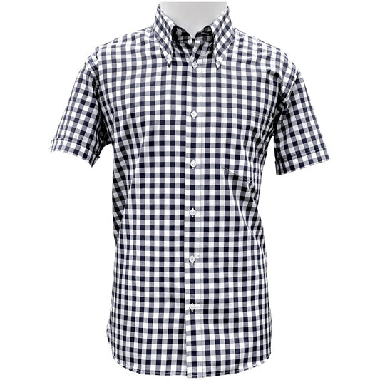 Adaptor Clothing Gingham Short Sleeve Button Down Shirt Black