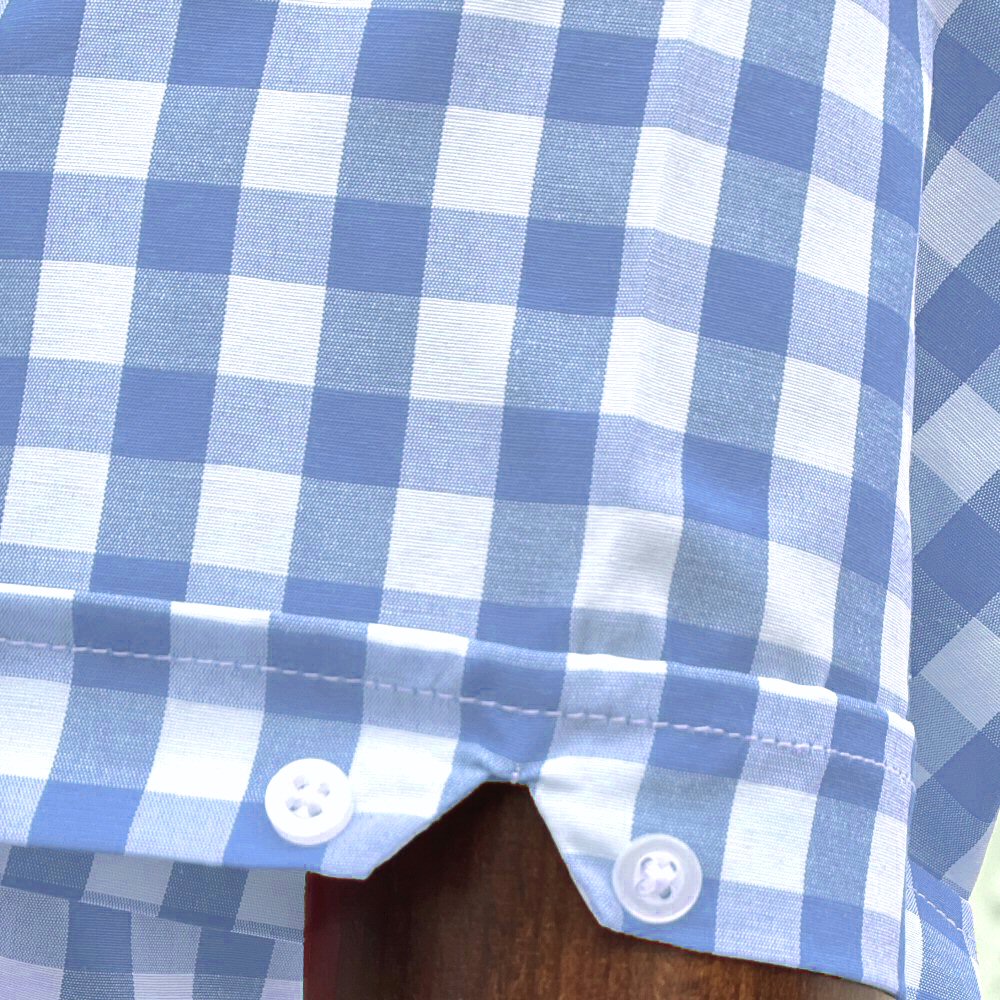 Adaptor Clothing Gingham Short Sleeve Button Down Shirt Sky