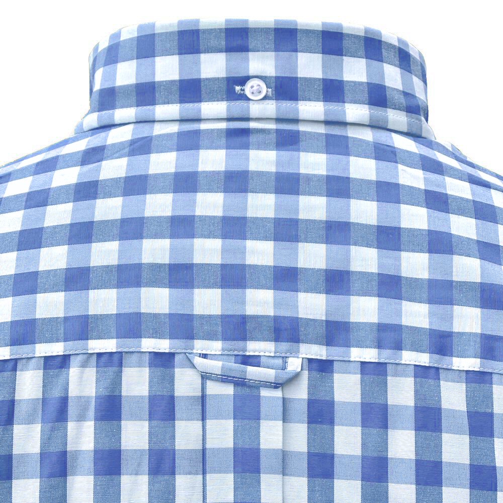 Adaptor Clothing Gingham Short Sleeve Button Down Shirt Sky