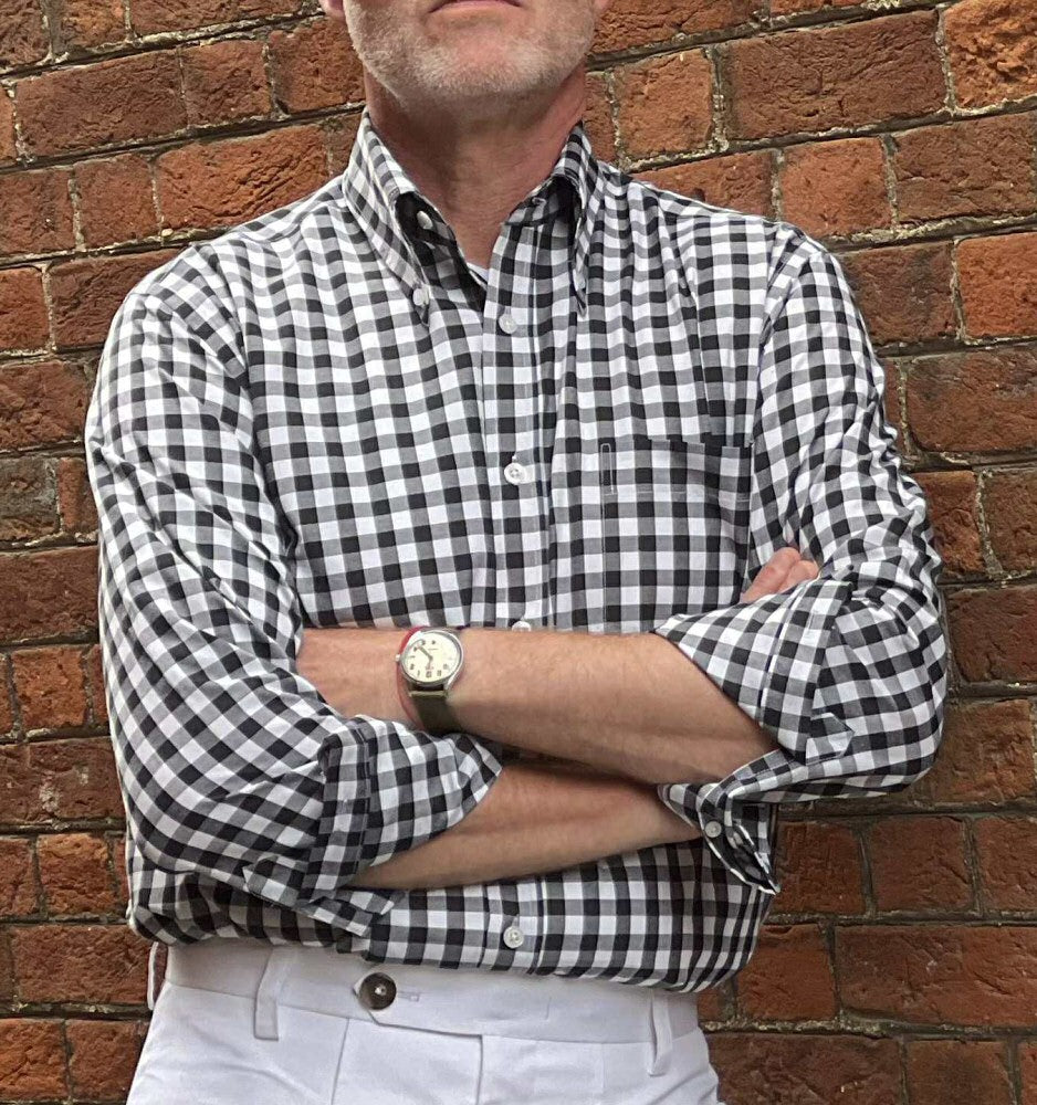 Adaptor Clothing Gingham Long Sleeve Button Down Shirt Black