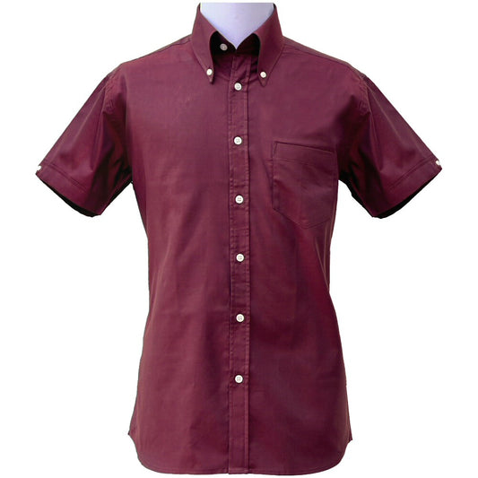 Adaptor Clothing Oxford Short Sleeve Button Down Shirt Tonic Wine