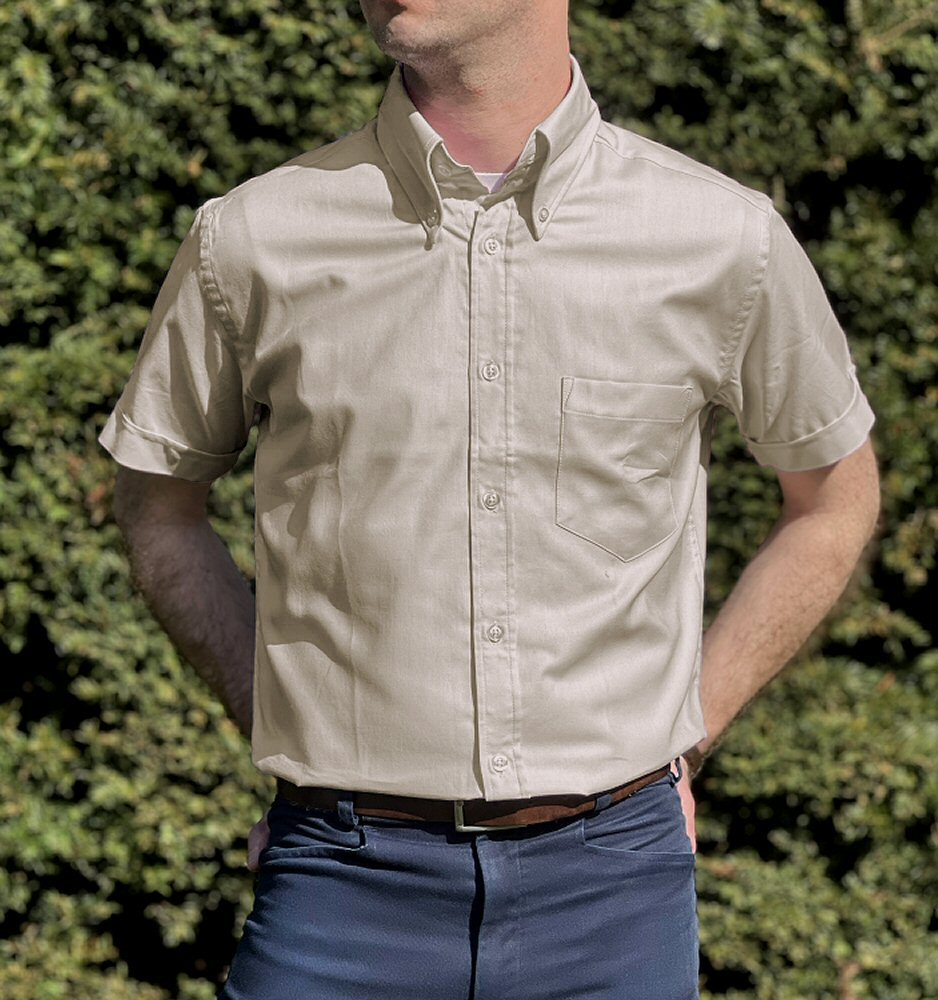 Adaptor Clothing Oxford Short Sleeve Button Down Shirt Stone
