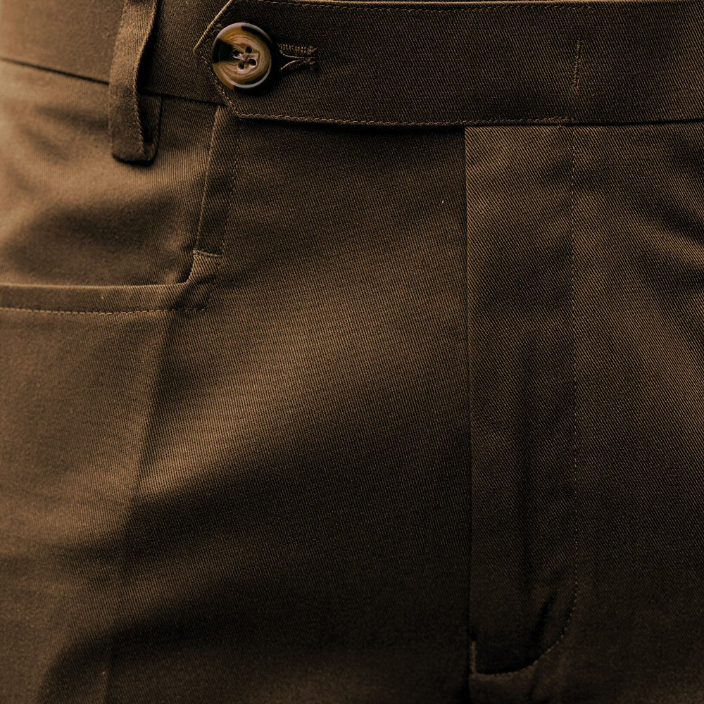 PRE-ORDER: Adaptor Clothing Cotton Frogmouth Pocket Slim Trouser Brown