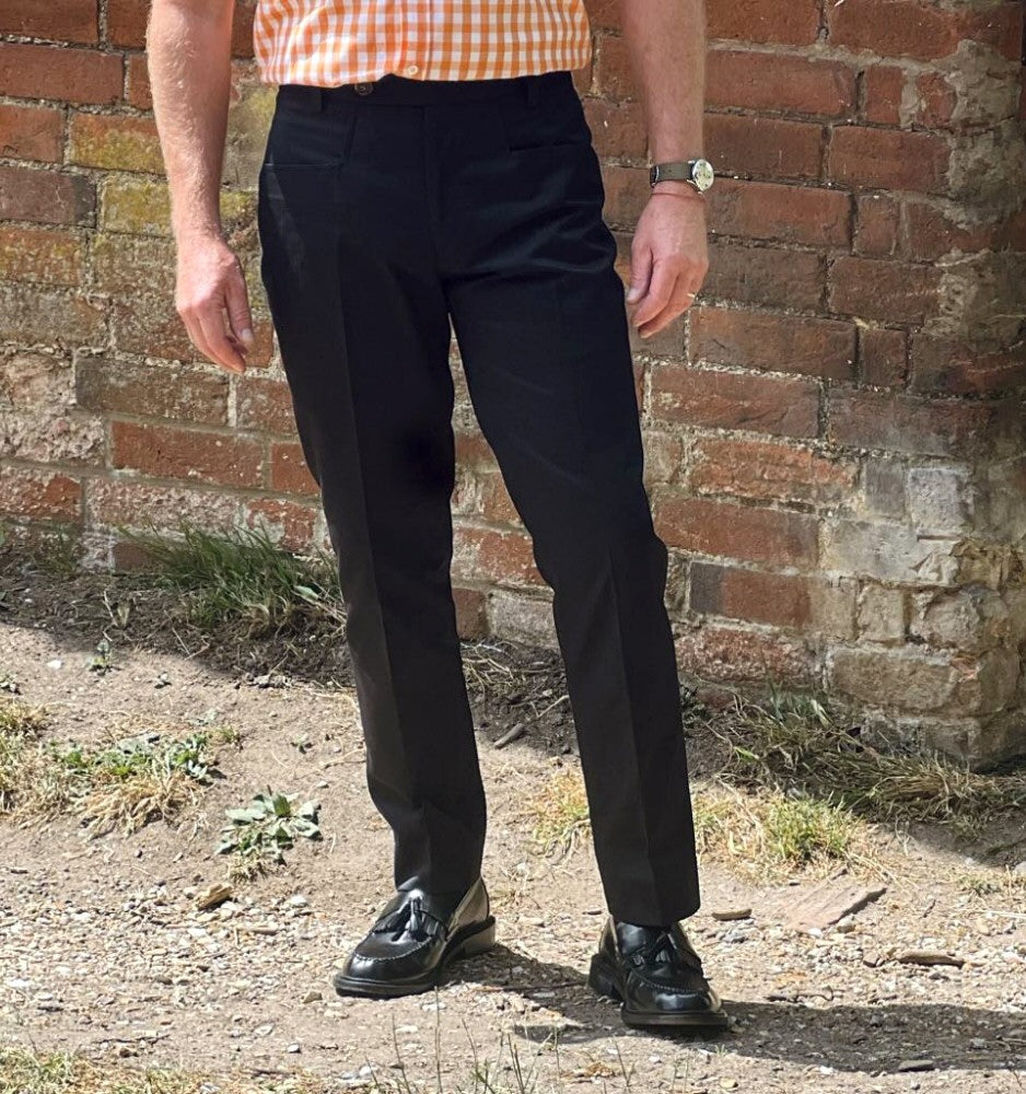 Adaptor Clothing Cotton Frogmouth Pocket Slim Trouser Black