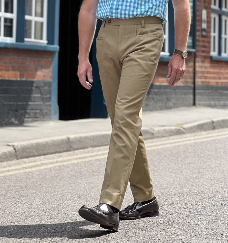 Adaptor Clothing Cotton Frogmouth Pocket Slim Trouser Sand