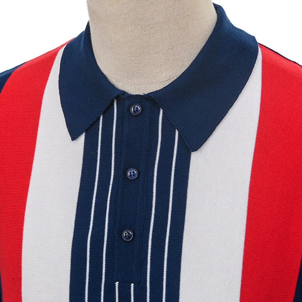 Art Gallery Rafferty Bold Stripe Fine Gauge Knit Polo Navy