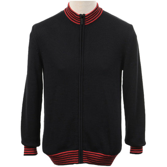 Art Gallery Torch Multi Tipped Knit Zip Thru Cardigan Black