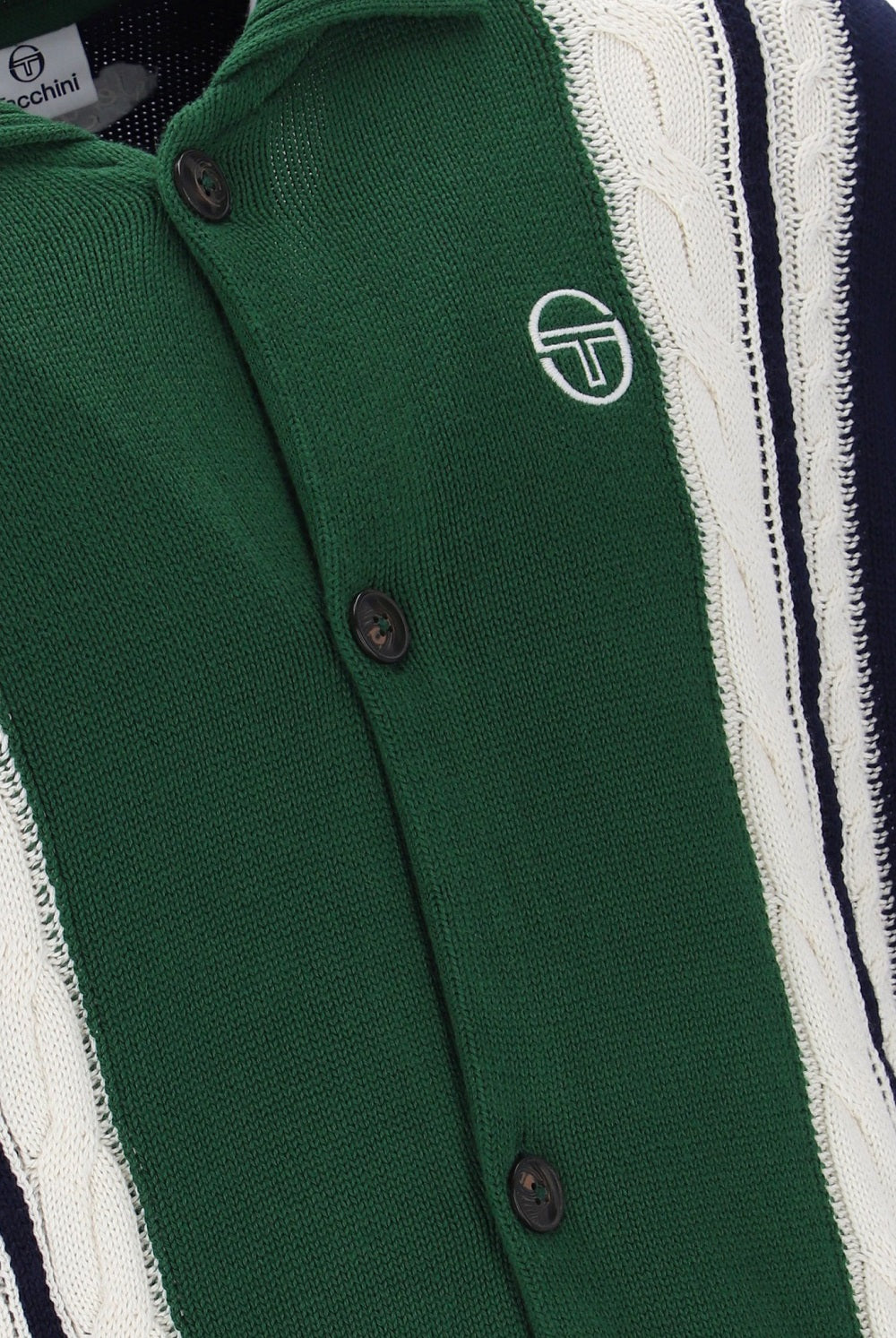 Sergio Tacchini Bruni Cable Knit Cardigan Navy Blue