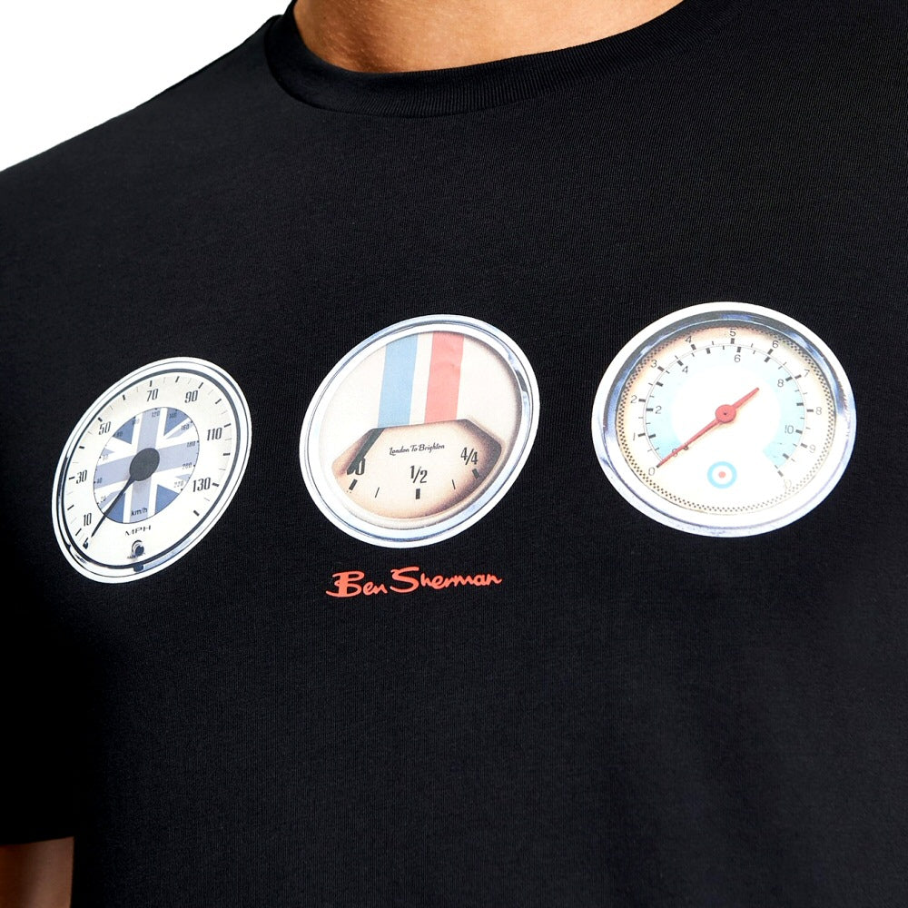 Ben Sherman Retro Speed Dial Print T-Shirt Black