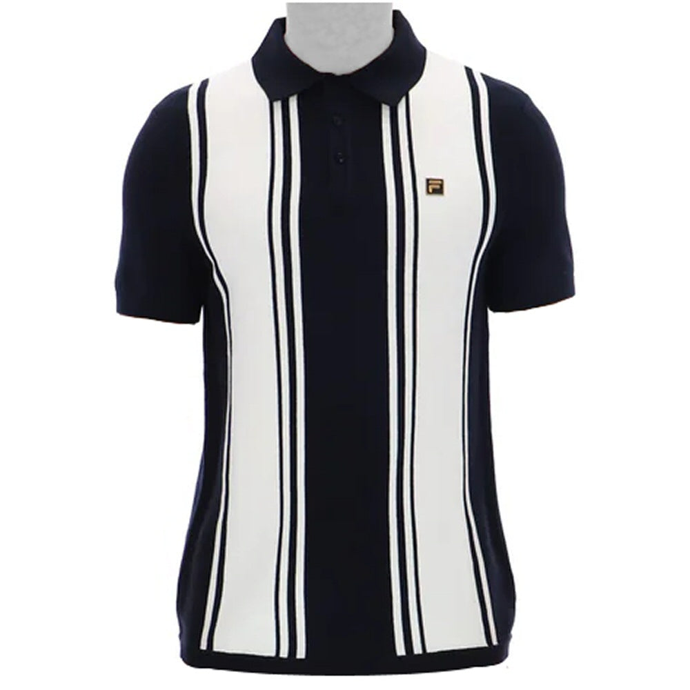 Fila Gold Collection Multi Stripe Knit Polo Black