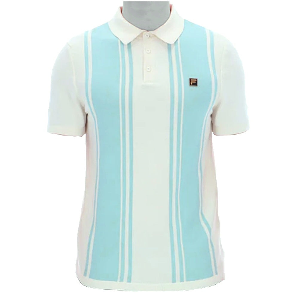 Fila Gold Collection Multi Stripe Knit Polo Ecru