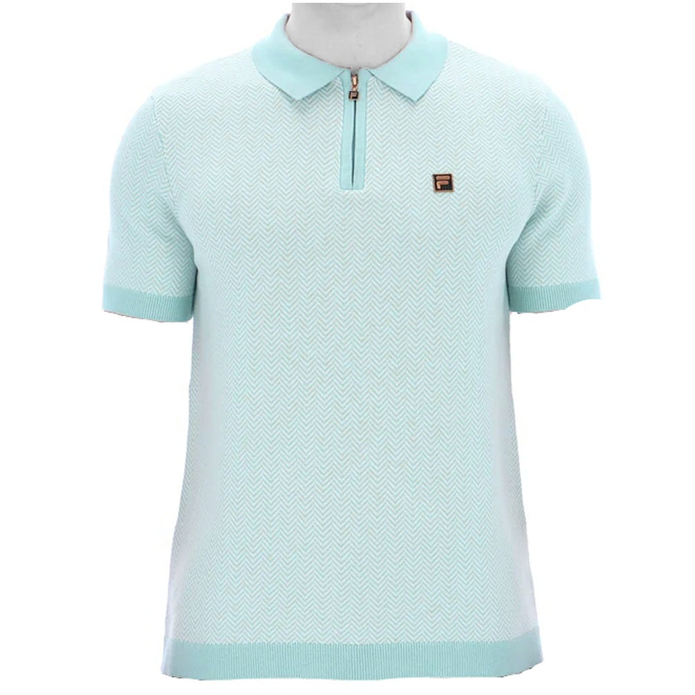 Fila Gold Collection Herringbone Knit Polo Duck Egg